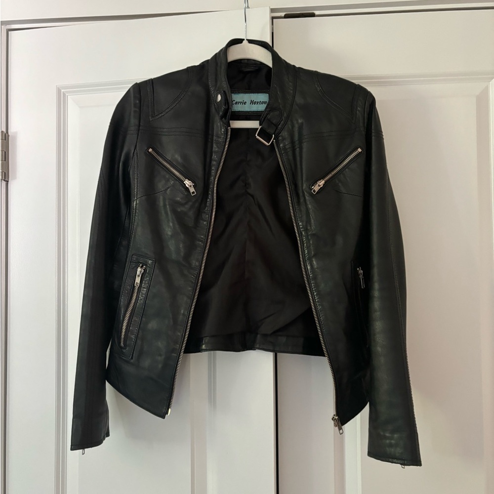 LADIES WOMENS GENUINE BLACK LEATHER CARRIE HOXTON BIKER MOTORCYCLE JACKET 8